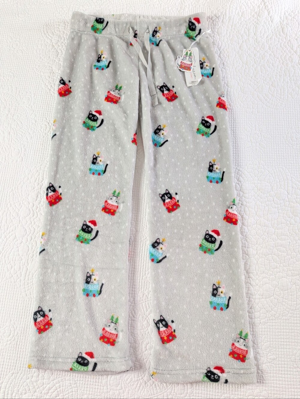 Women's Cozy PJ Pajama Bottoms Sleep Pants Holiday Christmas Cats Small